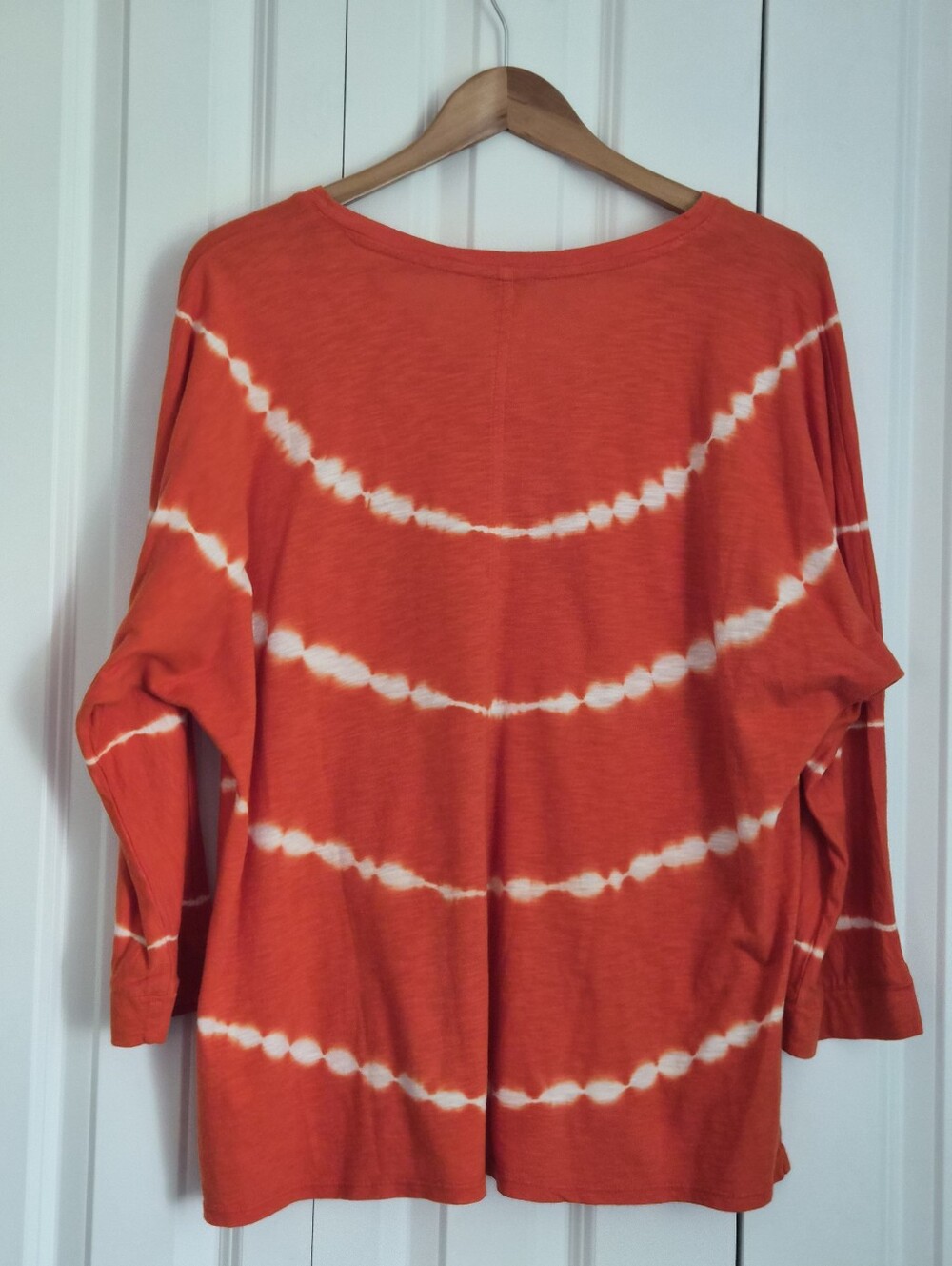 J. Jill Orange Shibori Tie Dye Top Large Cotton Modal Dolman Sleeve Relaxed Fit - Picture 8 of 11